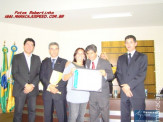 Entrega de certificado de honra ao mérito ao Dia do Pastor Evangélico