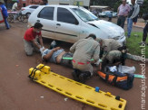 Maracaju: Grave acidente entre motociclista e veículo na avenida Marechal Floriano