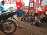 Maracaju: Pedestre é atropelada por motociclista na Rua Franklin Ferreira Ribeiro