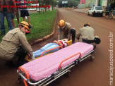 Maracaju: Colisão entre caminhão e motocicleta deixa jovem ferida na Av. Marechal Floriano