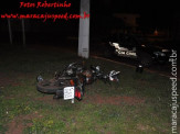 Motociclista sofre queda acidental após não conseguir contornar rotatória na área central de Maracaju