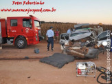 Bombeiros de Maracaju atendem acidente de colisão frontal entre veículos próximo a Usina Tonon no Distrito Vista Alegre