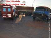 Maracaju: Colisão entre caminhão e motociclista na MS-162, deixa moto presa embaixo de caminhão