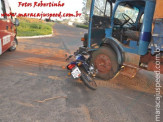Maracaju: Colisão entre caminhão e motociclista na MS-162, deixa moto presa embaixo de caminhão
