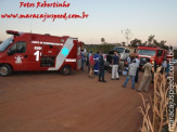 Bombeiros de Maracaju atendem acidente de colisão frontal entre veículos próximo a Usina Tonon no Distrito Vista Alegre