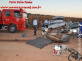 Bombeiros de Maracaju atendem acidente de colisão frontal entre veículos próximo a Usina Tonon no Distrito Vista Alegre