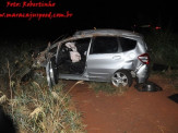 Maracaju: Carro bate em traseira de caminhão e capota na BR-267