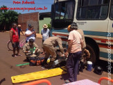 Maracaju: Colisão entre motocicleta e ônibus deixa vítima com fratura de fêmur