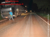Maracaju: Corpo de Bombeiro atende ocorrência de colisão entre ônibus e bi trem durante a madrugada na BR-267