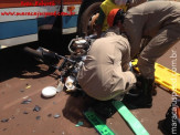 Maracaju: Colisão entre motocicleta e ônibus deixa vítima com fratura de fêmur