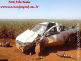 Maracaju: Colisão frontal entre veículos em estrada vicinal, deixa motorista preso em ferragem