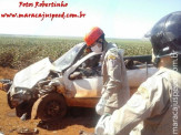 Maracaju: Colisão frontal entre veículos em estrada vicinal, deixa motorista preso em ferragem