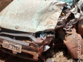 Maracaju: Colisão frontal entre veículos em estrada vicinal, deixa motorista preso em ferragem