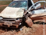 Maracaju: Colisão frontal entre veículos em estrada vicinal, deixa motorista preso em ferragem