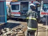 Ambulância de pronto socorro de Maracaju pega fogo em pátio de estacionamento