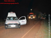 Maracaju: Carreta tem princípio de incêndio na MS-162 e Bombeiros extinguem chamas