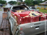Caminhonete recheada de maconha fura bloqueio do DOF e capota na MS-156 em Amambai