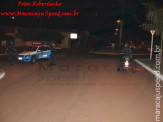 Maracaju: Motociclista atropela rotatória, destrói motocicleta e fica bem esfolado