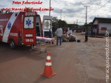 Maracaju: Colisão entre veículo e motocicleta, deixa motociclista com possível fratura de ombro