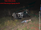 Maracaju: Família paraguaia que vinha voando alto capota veículo no minianel rodoviário