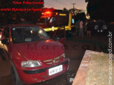 Maracaju: Condutor embriagado colidi com mureta central da Avenida João Pedro Fernandes no amanhecer de domingo