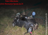 Maracaju: Família paraguaia que vinha voando alto capota veículo no minianel rodoviário