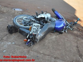Maracaju: Colisão entre motocicleta e caminhonete deixa vítima com perna gravemente fraturada
