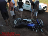 Maracaju: Colisão entre motocicleta e caminhonete deixa vítima com perna gravemente fraturada