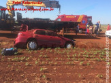 Maracaju: Bombeiros atendem ocorrência de capotamento em estrada vicinal que dá acesso a indústria chinesa