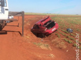 Maracaju: Bombeiros atendem ocorrência de capotamento em estrada vicinal que dá acesso a indústria chinesa