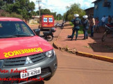 Maracaju: Colisão entre duas motocicletas em rotatória deixa vítima com fratura