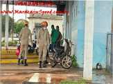 Maracaju: Bombeiros atendem ocorrência de acidente envolvendo motociclista e ônibus no Bairro Paraguai