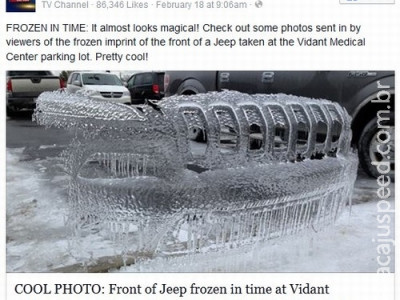 Carro deixa escultura de gelo ao sair de hospital