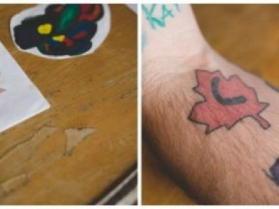 Pai tatua desenhos do filho no braço, desde que o garoto tinha cinco anos