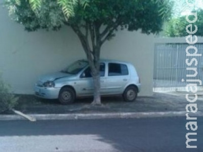 Dois tentam fugir com carro roubado, batem em árvore e são presos
