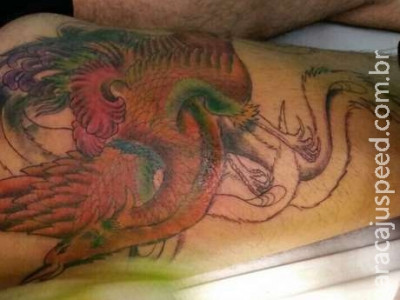  Latino cobre tatuagem de Kelly Key com desenho de fênix