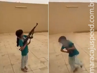 Menina de 9 anos "brinca" com fuzil e quase acerta cinegrafista