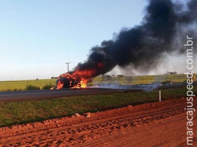 Família morre carbonizada em acidente na BR-163 próximo de Campo Grande