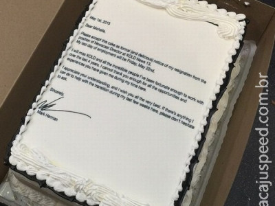 Editor de TV envia carta de demissão impressa em torta