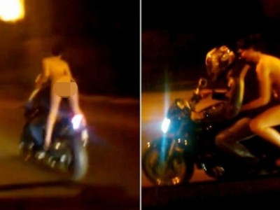 Polícia procura mulher que pegou carona nua em moto