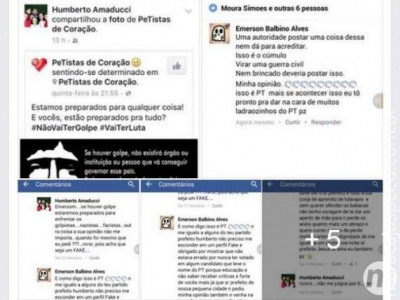 Prefeito compartilha se houver golpe, pessoas morrerão e é criticado 
