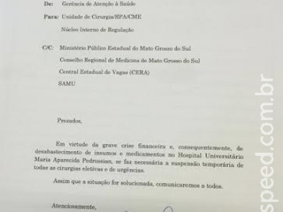 Falta de medicamentos e até de luvas suspende cirurgias no HU 