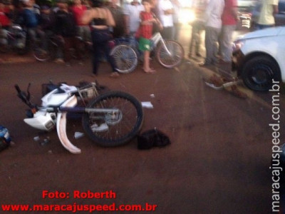 Maracaju: Colisão entre carro e moto na Rua Major Carlos da Silva