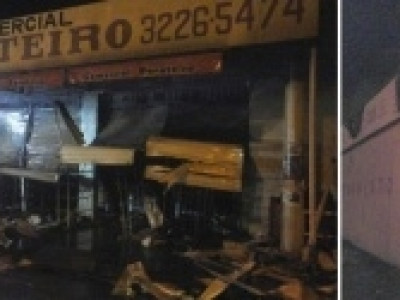Incêndio destrói supermercado e mobiliza até Marinha