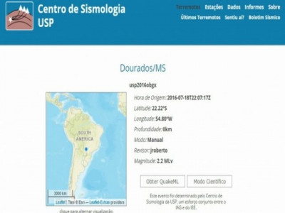 Centro de Sismologia confirma tremor de terra em Dourados