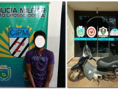 Maracaju: PM recupera motocicleta furtada e apreende adolescente infrator autor de furto