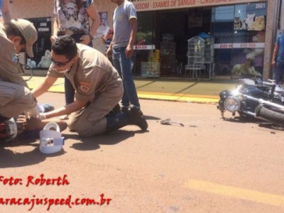 Maracaju: Condutor de Motocicleta CB 500 colide com veículo, após realizar ultrapassagem e motocicleta fica destruída