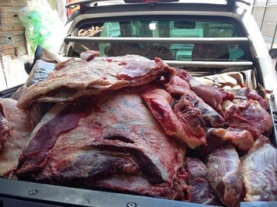 Comerciante é surpreendido pela polícia descarregando carne clandestina em mercado 