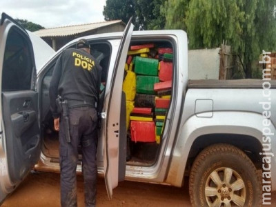Caminhonetes roubadas são apreendidas com mais de 3 t de drogas