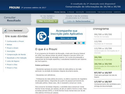 Prouni divulga nova chamada do 2º semestre de 2017